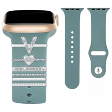 6pcs/Set Silicone Watch Band Decorative Loops For 38mm Apple Watch, Including Letter & Heart Printed Bands, Ideal Gift For Mother's Day, Father's Day And Festivals Valentines - Multicolor - View 23