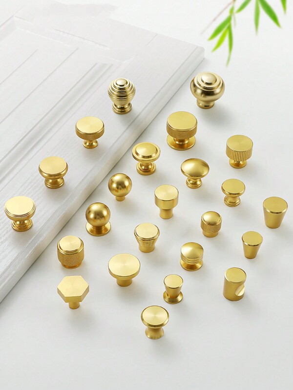 1pc Solid Aluminum Alloy Cabinet Knobs, Modern Golden Pulls Cabinet Drawer Dresser Handles Knobs, Polished Finish