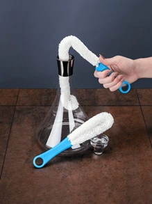 1Pc, Decanter Cleaning Brush - Arbitrary Curved Red Cup Brush For Goblets And Hookahs - Easy To Use And Effective Cleaning Tool - 1PCS - View 2