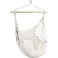 Debao Stylish Swing Chair - Fine Cotton Weave For Super Comfort & Durability- Hanging Hammock Chair W/2 Seat Cushions- Portable Outdoor Hanging Chair W/Hardware Kit - Indoor Outdoor Use - Max 265lbs