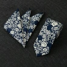 2入組男士經典6cm(2.36英寸)花卉印花領帶＆口袋方巾套裝，採用高級柔軟材質手工製作，適用於日常休閒穿著或正式場合如商務會議、婚禮、照片拍攝，同時也是男士的完美禮物 - 領帶與口袋方巾套裝 - 查看 23