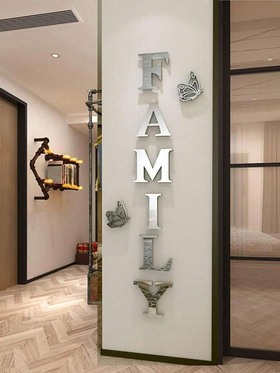 8 Nhà Trang trí tường Acrylic Gương Dán tường Với Lá thư Dấu hiệu Đối với Phòng khách Phòng ngủ Nhà Trang trí - Nhiều màu - Xem 1