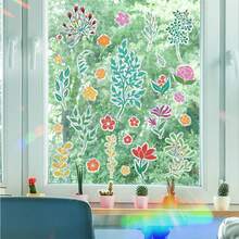 个性化小花和绿叶窗户装饰贴纸 - 彩色 - 查看 3