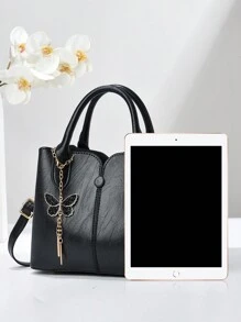 Geantă de mână vintage de culoare solidă PLANEE, geantă mică de vară cu mini îmbinare, cu decorare cu fundiță, geantă de umăr/încrucișată