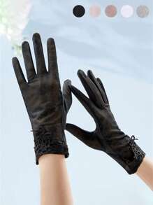 New 1 Pair Fashion Women Summer Sun Gloves Thin Layered Lace Design Comfortable Casual Breathable Summer Spring Hand Protection Short Gloves Outdoor Riding Cycling Hiking Driving Touch Screen Sunscreen Gloves - Multicolor - View 1