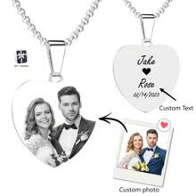Custom Photo & Text Stainless Steel Engraved Heart Shaped Pendant Necklace, Valentine's Day Gift Stylish,Fall Fashion,Contracted,Simple,Casual,Old Money,Vintage Custom,Personalized,Unique Ideal Gifts For Him Girlfriend,Mom,Family,Friends,Daughter,Her,Boyfriend,Dad,Son,Pets,Grandparents For Anniversaries,For Valentine's Day,For Mother's Day,For Birthdays,For Graduation,For Daily Wear,For Weddings,For Prom,For Father's Day,For Party Valentines