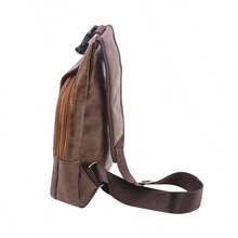 1入男士胸包商務肩包郵差包時尚斜挎包戶外運動肩袋腰包假期假日健身自行車裝備學校暑期辦公用品輕便商務休閒復古個性化禮物父親老公男友 - 棕色 - 查看 5