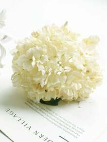 1 unidad / 3 unidades de flor pompon artificial con tallo blanco lechoso - blanco lechoso - Ver 2