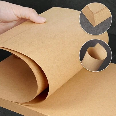 50張啡色牛皮紙文具紙及啡色工藝紙，適用於藝術工藝、繪畫、DIY項目-適用於印表機的印刷牛皮紙
