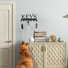 1pc, Wall-Mounted Black Metal Key Hook With "KEYs Sign, Sweet Home Decor, Wall Hook, Coat Hat Rack, Storage Shelf, Housewarming And Birthday Gift - Black - View 4