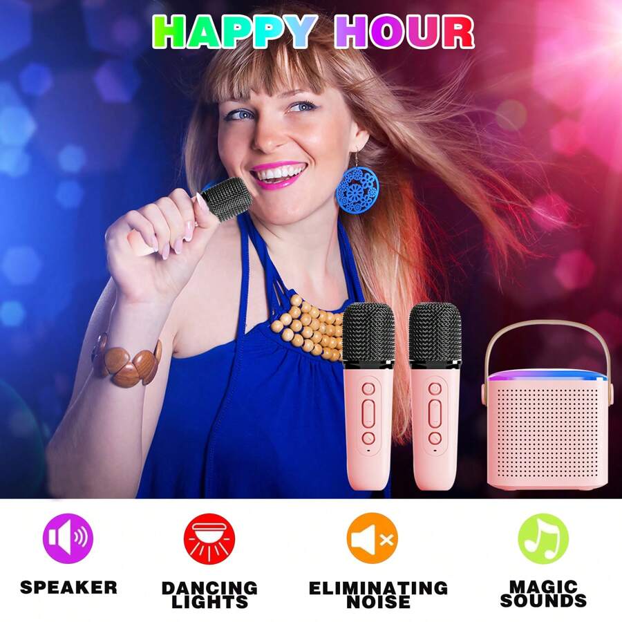 Karaoke Speaker With Wireless 2 Microphones Karaoke Machine For Home