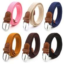 1 pièce Ceinture élastique tressée colorée de 2,5 cm pour femmes, ceinture décontractée tressée extensible, ceinture mode femme pour l'été, l'école, l'automne, Halloween - Multicolore - Voir 11