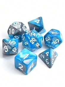 7pcs/Set Fantasy Polyhedral Dice Set For D&D, Coc - Suitable For Over 14 Years Old, Party Game,Tabletop Game, Role Playing Game Dice Set