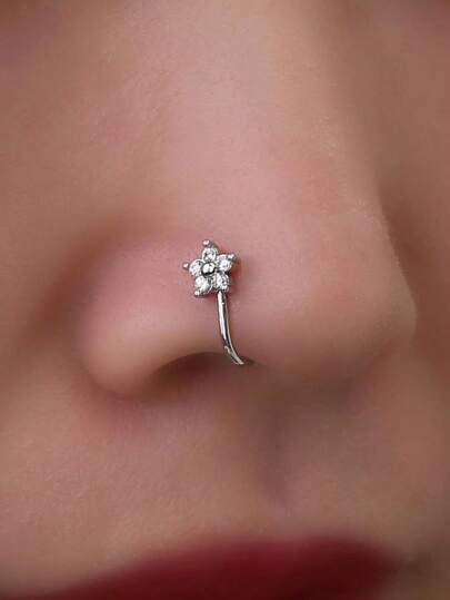 銅石英及方解石裝飾鼻環,中性朋克風格非穿刺時尚身體飾品,適合各種場合作為禮物