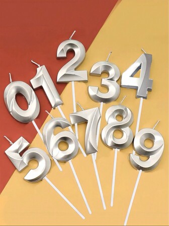 Candela con numero di desiderio a forma di conchiglia in argento da 1 pezzo, per torta di compleanno, decorazione di dessert per feste, cottura al forno