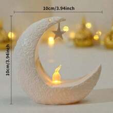 1pc Star & Moon Candle Holder, Arabic Lantern Style Electric Wax Candle Light, Suitable For Middle Eastern Festivals, Bedroom, Bedside, Living Room Atmosphere Decoration
