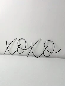 黑色鐵製XOXO掛牆裝飾，附「Welcome」英文字母和家庭臥室牆壁裝飾標誌 - 黑色 - 查看 3