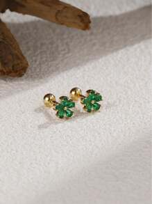 2pcs Fashionable Lovely Flower Shaped Ear Studs Women Piercing Earrings Jewelry Valentines - Multicolor - View 3