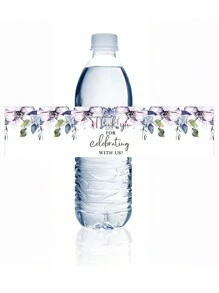 50 Piezas de etiquetas de botellas de agua mineral vintage con diseño de flor "GRACIAS" y forma rectangular para sellar regalos en celebraciones de bodas - 50 pcs - Ver 7