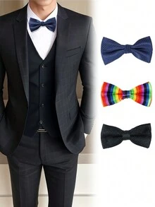 1 pieza de pajarita divertida para hombres con patrón de puntos de estrellas y arcoiris, ideal para fiestas, actuaciones en el escenario, festivales y todas las edades. - Multicolor - Ver 8