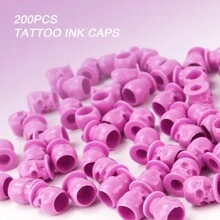 TOEDO Tattoo Ink Cup 200pcs Plastic Eyelash Glue Rings Disposable Skull Tattoo Ink Cup Pigment Ink Cup, Eyelash Glue Holder, Eyelash Extension Supplies, Tattoo Accessories - Multicolor - View 6