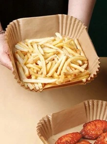 20/30/50/100pcs Air Fryer Paper Oil Blotting Paper Baking Silicone Paper Oven Placemat Tray - Natural Square - View 4