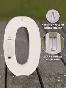 1个22厘米/8.66英寸大尺寸LED发光数字字母灯，带挂钩，适合墙面装饰，心形设计，包含26个字母（0-9），电池供电（不含电池），ABS材质。适用于情人节、新年、春节、婚礼、浪漫装饰、家居装饰、办公室装饰、派对装饰，营造浪漫氛围。 - 白色 - 查看 4