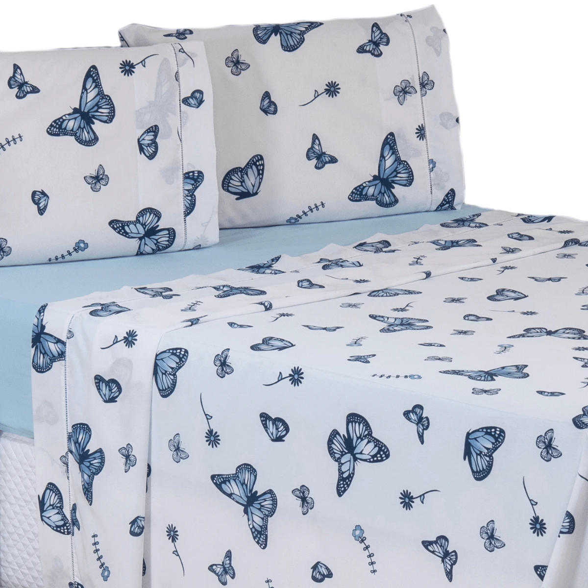 Sheet Sets With Pillowcases - Bướm xanh - Xem 1