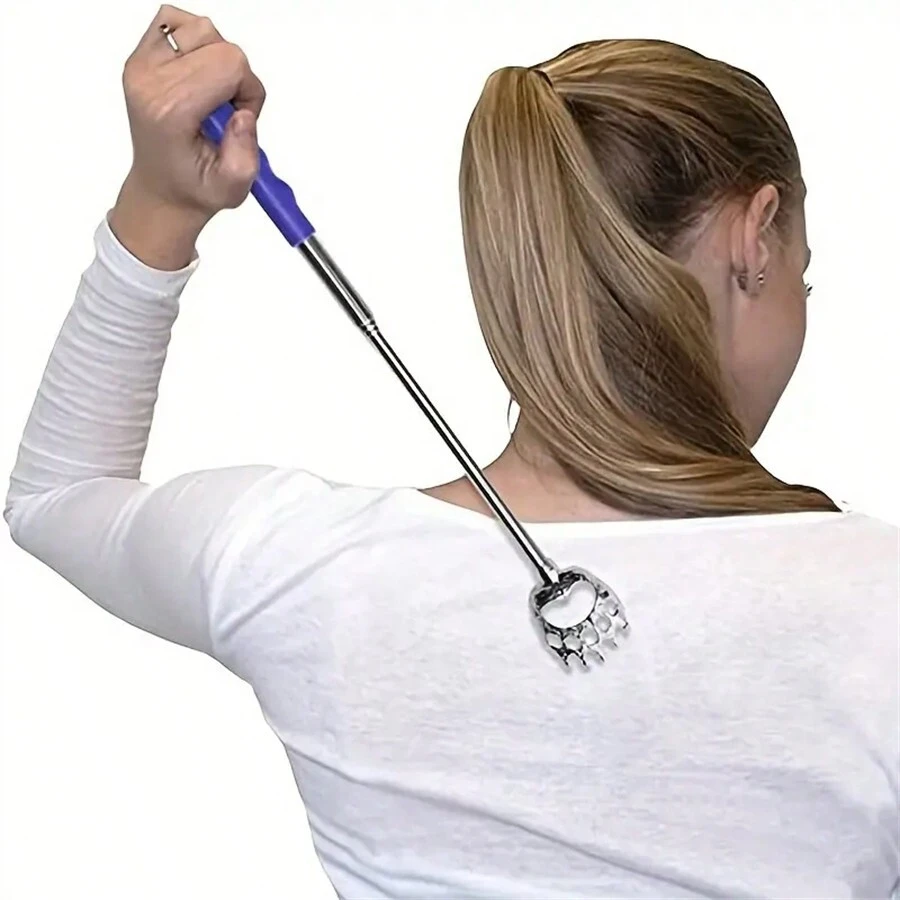 1pc Stainless Steel Bear Claw Telescopic Back Scratcher With Metal