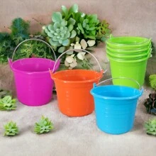 20 Mini Cubetas Pequeñas Plastico Para Dulces Plantas Macetas Multiusos Con Asa 7.5cm  350ml Colores Surtidos Paquete 20 Piezas - Multicolor - Ver 5