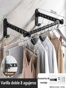 Folding Clothesline For Hanging Clothes - Black - View 2