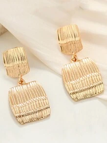 Yanxyad Retro Exaggerated Creative Personalized New Alloy Geometric Stripe Clip-On Earrings - Gold - View 4