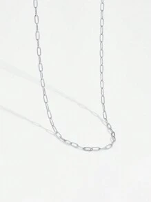 S925 纯银项链 1.8*4.2mm 回形针纯链镀 14K 金项链女士女孩日常装扮礼物珠宝礼品 - 銀色 - 查看 4