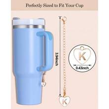 4 英寸粉色皇冠吸管盖和粉色字母吸管盖和 1 个姓名 ID 字母手柄饰物，防尘可重复使用硅胶吸管盖，适用于 30 盎司和 40 盎司带手柄玻璃杯，母亲节礼物 - 粉紅色 - 查看 6