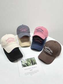 1 件装复古字母刺绣棒球帽，适合春夏季户外太阳帽，可调节尺寸，男女通用情侣帽