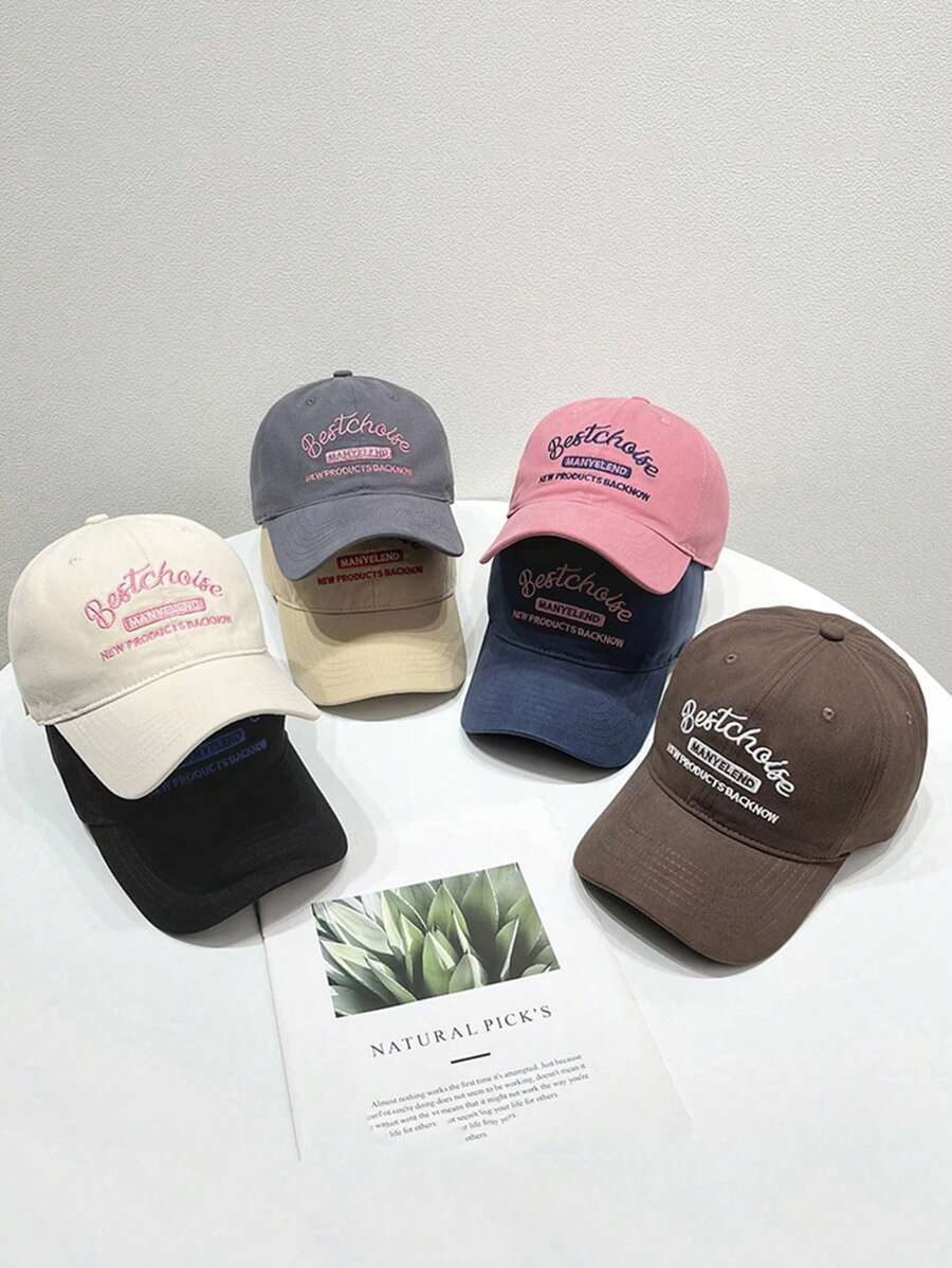 1 件装复古字母刺绣棒球帽，适合春夏季户外太阳帽，可调节尺寸，男女通用情侣帽