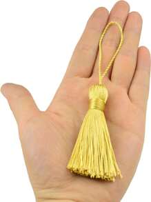 20pcs 4.3 Inch Handmade Silky Floss Mini Tiny Craft Tassels With 2-Inch Cord Loop And Small Chinese Knot For Earrings, Souvenir, Bookmarks, DIY Craft Accessory,Tags - Gold - View 5