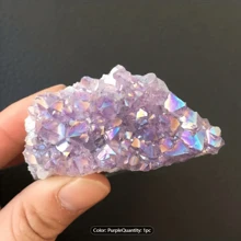1PC Natural Amethyst Cluster Electroplating Aura Quartz Crystal Cluster Angel Aura Purple Crystal Clusters For Gift