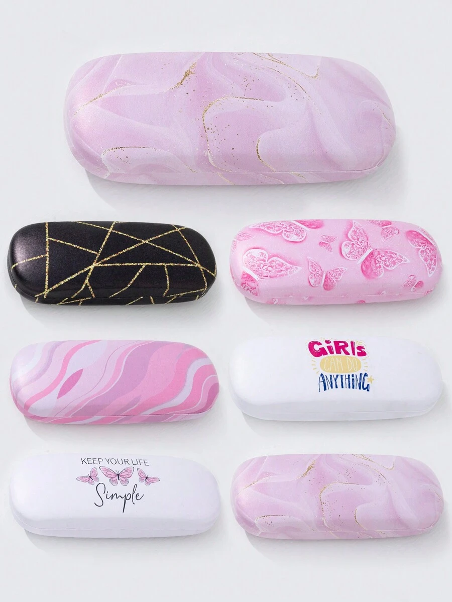 علبة تخزين نظارات شمسية للنساء بتصميم وردي متدرج مخطط قطعة واحدة، المدرسة