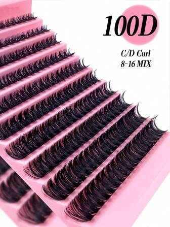 Miss Wink 100D 貂皮睫毛 8-16 毫米混合 0.07 毫米 C/D 卷曲，72/126/180 簇，4/7/10 排，防水、轻盈、3D 效果，适合从自然到戏剧外观的日常妆容，便于日常使用或场合使用睫毛簇、睫毛簇、单根睫毛、睫毛、假睫毛