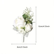 白玫瑰婚礼新娘新郎伴娘伴郎父母胸花婚礼姐妹腕花 1 件，情人节，礼物