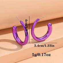 7 Đôi Acrylic Tím Series C Vòng Tròn Hình Ngôi Sao Đậu Phộng Bông Tai Cá Tính Đơn Giản Thích Hợp Thả Tai Trang Sức Thích Hợp Cho Phụ Nữ Mặc Hàng Ngày Dự Tiệc - Màu tím - Xem 2