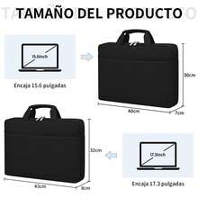 Portafolios para Laptop 15.6 17.3 pulgadas Funda para laptop Hombres y Mujeres, Grande Capacidad, impermeable, adecuado para trabajo, negocios, viajes - Negro - Ver 7