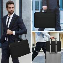 Portafolios para Laptop 15.6 17.3 pulgadas Funda para laptop Hombres y Mujeres, Grande Capacidad, impermeable, adecuado para trabajo, negocios, viajes - Negro - Ver 3