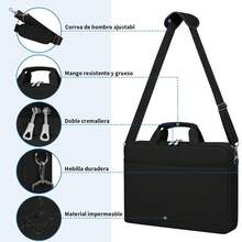 Portafolios para Laptop 15.6 17.3 pulgadas Funda para laptop Hombres y Mujeres, Grande Capacidad, impermeable, adecuado para trabajo, negocios, viajes - Negro - Ver 6