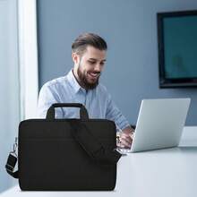 Portafolios para Laptop 15.6 17.3 pulgadas Funda para laptop Hombres y Mujeres, Grande Capacidad, impermeable, adecuado para trabajo, negocios, viajes - Negro - Ver 8