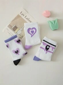 7pairs Heart & Letter Graphic Crew Socks - Multicolor - View 7