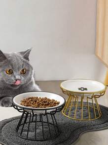 1 pieza Bol para mascotas con diseño de gato de dibujos animados para perro con gato para alimento - Blanco - Ver 3