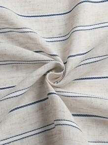 1pc Japanese Minimalist Living Room & Home Office Linen-Like Striped Sheer Curtain Panels - White - View 11