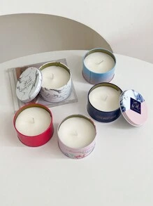 Una scatola di candele classiche in cera di soia in barattolo di latta con design creativo, a lunga durata e rinfrescante per compleanni e aromaterapia della camera da letto - Multicolore - Visualizzare 1